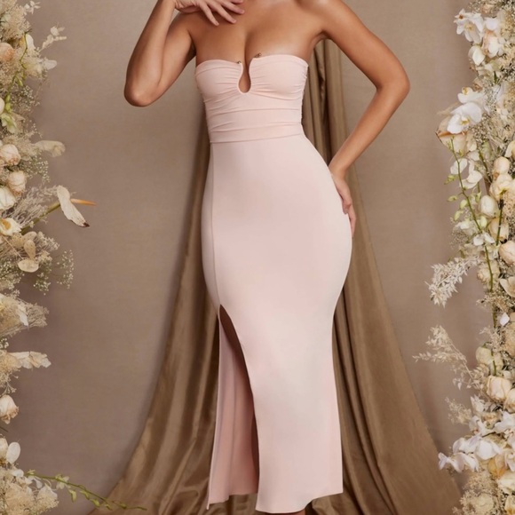 Oh Polly Dresses & Skirts - Oh Polly Strapless Thigh High Split Maxi Dress Blush